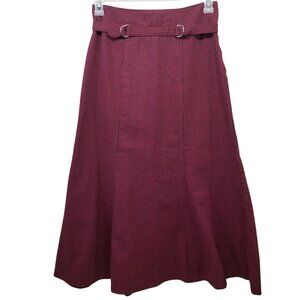 Genesis‎ 9 10 Red Plaid Check A Line Skirt Flared Panels Maxi Vintage